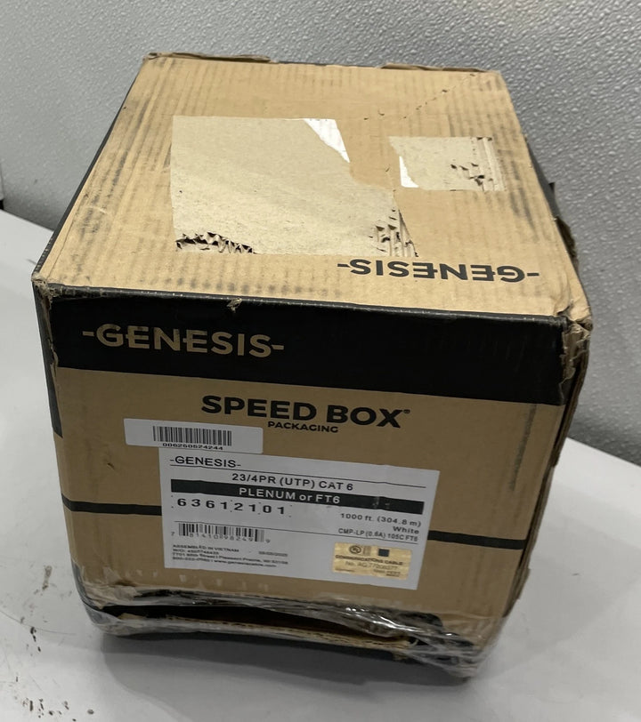 Genesis CAT6 Plus 23G Plenum Cable 1000' Reel In Box White
