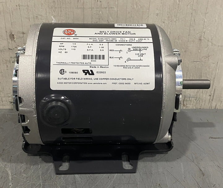 US Motors 115V 1/4HP 1725 RPM Single Phase Blower Motor 8000