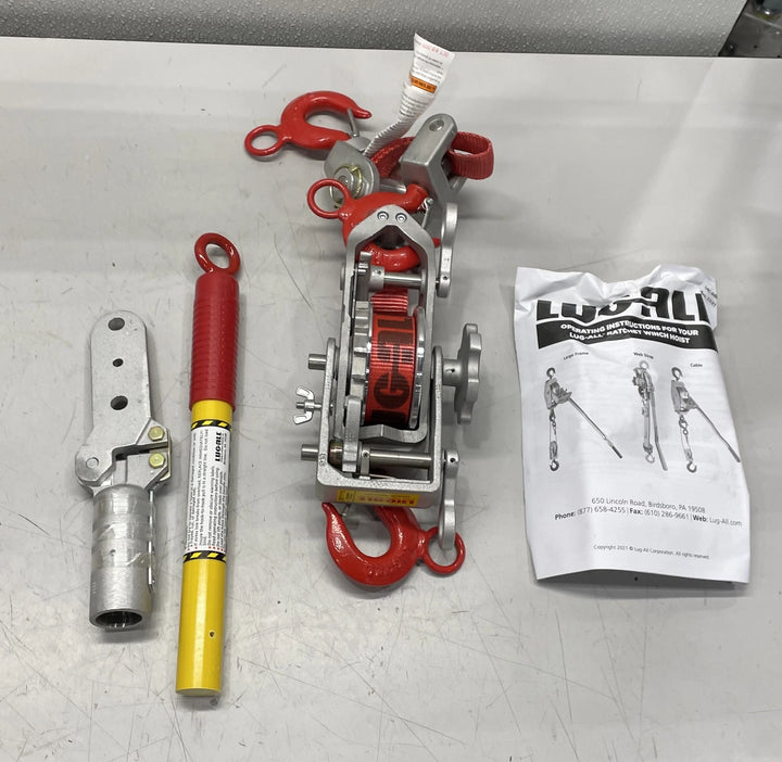 Lug-All 1-1/2 Ton Web Strap Hoist w/ Hot Stick Rings 25-B