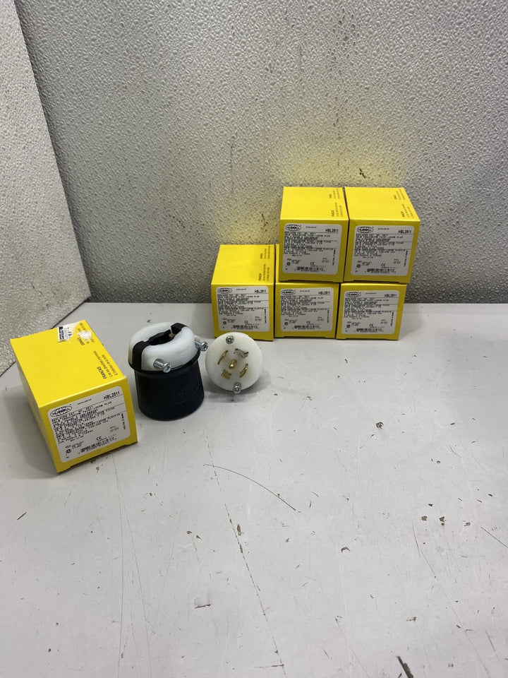 Lot of 6 Bubbell Twist-Locking Plug 20A 120/208VAC 8-16AWG HBL2511